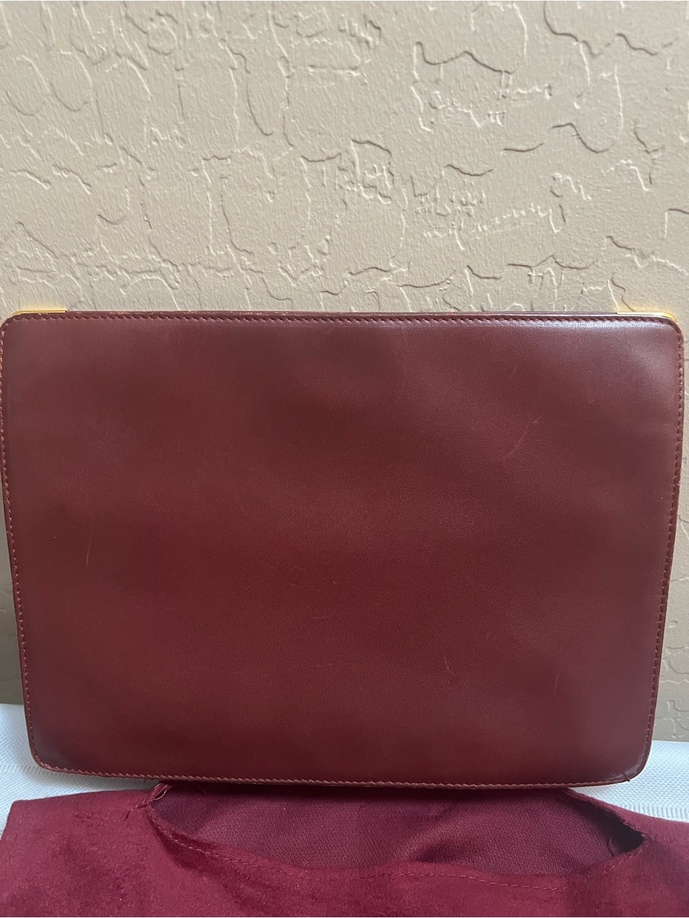 Vintage Cartier Must Burgundy Leather Clutch Portfolio w Dust Bag - Picture 4 of 7